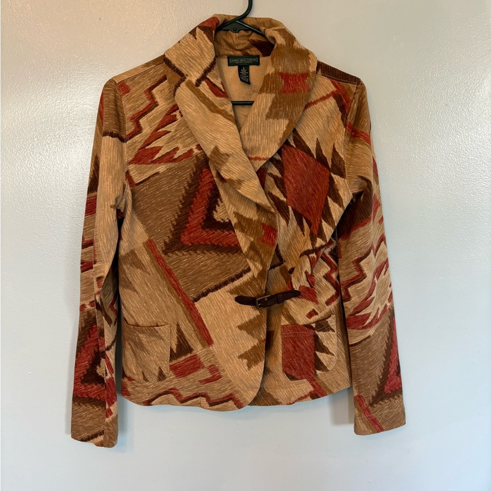 Lauren Ralph Lauren Aztec cardigan with leather belt clasp. Size small